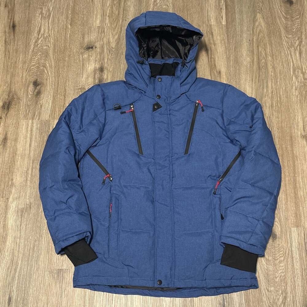 Down FKO²W Mens Medium Blue Winter Duck Down Jacket Coat Ski Super Warm Nylon
